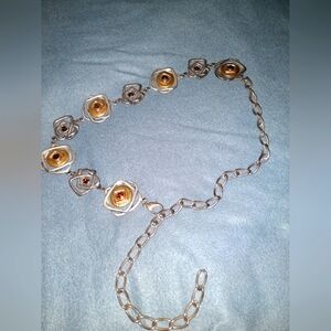 Two Tone Metal Belt with Medallions